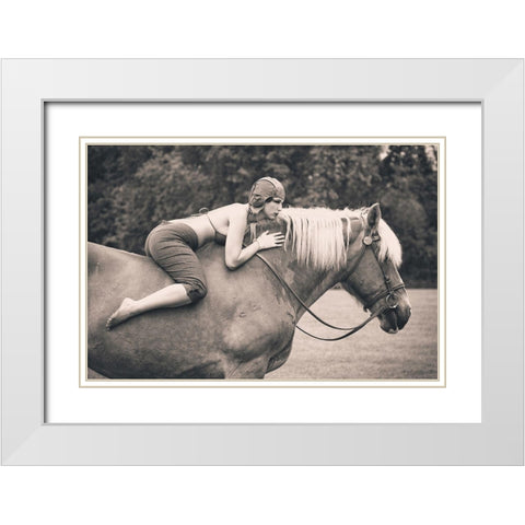 Off to the Races White Modern Wood Framed Art Print with Double Matting by Jae