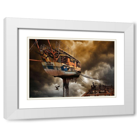 Nimfa White Modern Wood Framed Art Print with Double Matting by Penchev, Radoslav