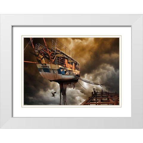 Nimfa White Modern Wood Framed Art Print with Double Matting by Penchev, Radoslav