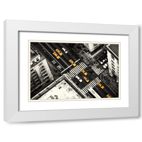 Yellow Flow White Modern Wood Framed Art Print with Double Matting by Kloren, Stefan