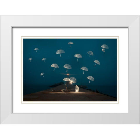 DREAMS White Modern Wood Framed Art Print with Double Matting by Lazarov, Alexandar