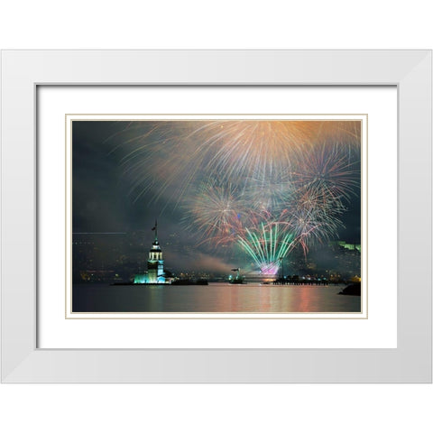 celebration White Modern Wood Framed Art Print with Double Matting by Canakci, Ibrahim