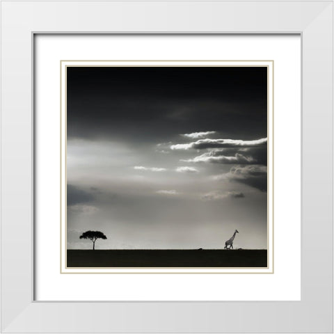 15 minutes of happiness White Modern Wood Framed Art Print with Double Matting by Flour, Piet