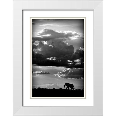 He walks under an African Sky White Modern Wood Framed Art Print with Double Matting by Wildphotoart