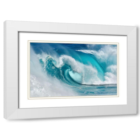 When the ocean turns into blue fire White Modern Wood Framed Art Print with Double Matting by Montero, Daniel