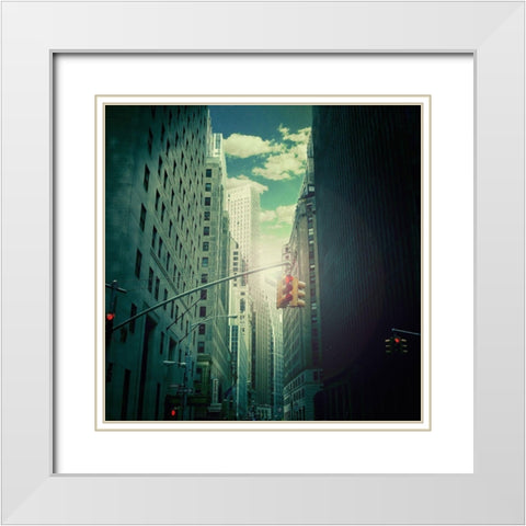 downtown White Modern Wood Framed Art Print with Double Matting by Ambra