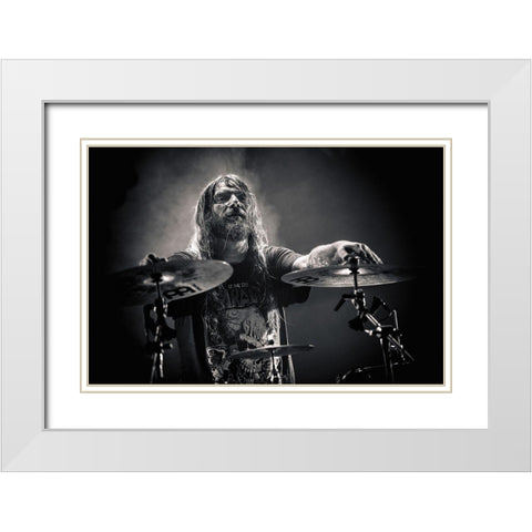 Loudblast White Modern Wood Framed Art Print with Double Matting by