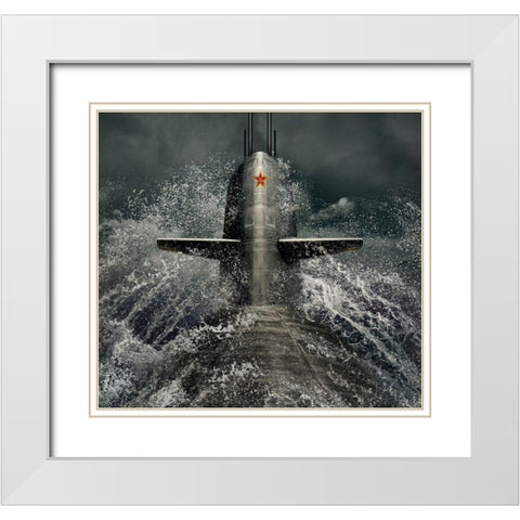 submarine White Modern Wood Framed Art Print with Double Matting by Laudin, Dmitry