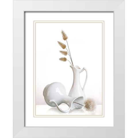 White White Modern Wood Framed Art Print with Double Matting by Ianeva, Aida