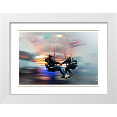 La Giostra White Modern Wood Framed Art Print with Double Matting by Della Latta, Massimo