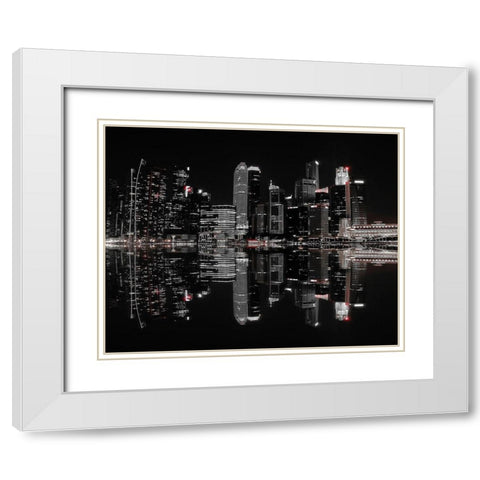 Night in the City White Modern Wood Framed Art Print with Double Matting by Hardibudi