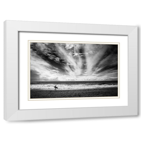 The loneliness of a surfer White Modern Wood Framed Art Print with Double Matting by Grifantini, Lorenzo
