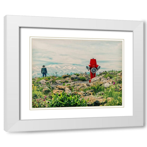 homesick White Modern Wood Framed Art Print with Double Matting by Ambra