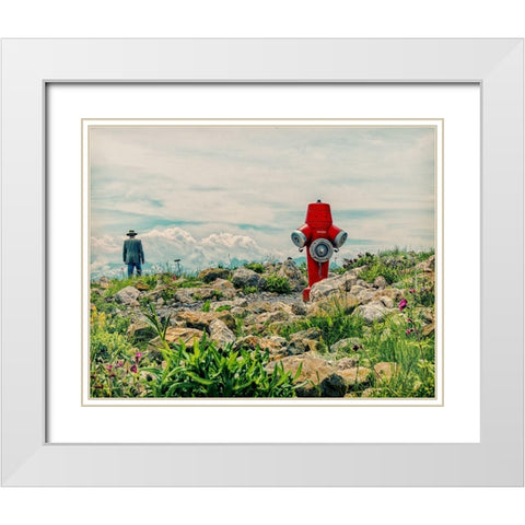 homesick White Modern Wood Framed Art Print with Double Matting by Ambra