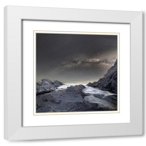 Where is the moon White Modern Wood Framed Art Print with Double Matting by Hristov, Stoyan