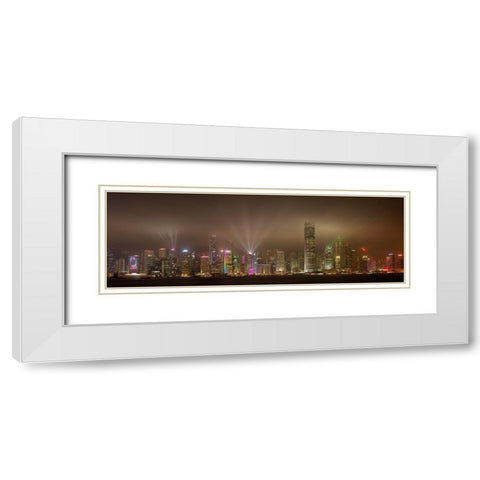 Hong Kong Island White Modern Wood Framed Art Print with Double Matting by Murphy, Daniel