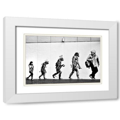 Evolution White Modern Wood Framed Art Print with Double Matting by Suzuki, Tatsuo