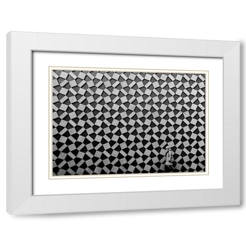 Pattern White Modern Wood Framed Art Print with Double Matting by Tajima, Koji