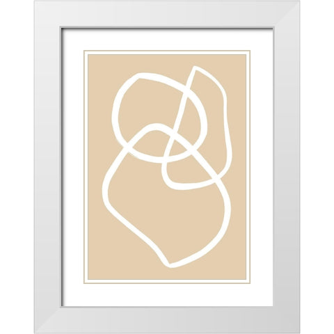Beige Lines 03 White Modern Wood Framed Art Print with Double Matting by Artographie Studio