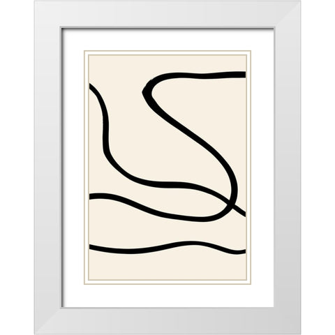 Black Lines 01 White Modern Wood Framed Art Print with Double Matting by Artographie Studio
