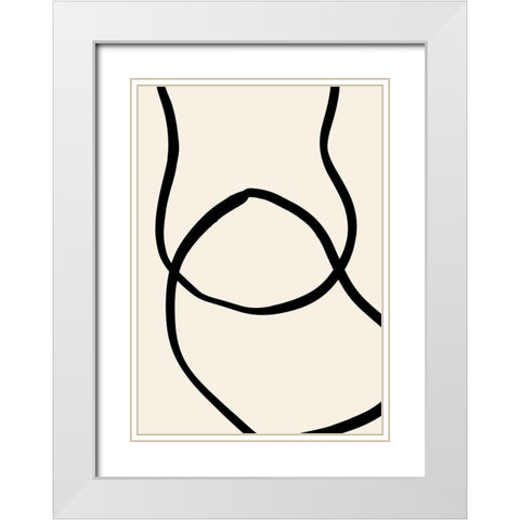 Black Lines 04 White Modern Wood Framed Art Print with Double Matting by Artographie Studio