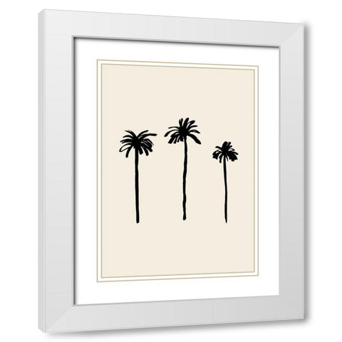 Palm Trees White Modern Wood Framed Art Print with Double Matting by Artographie Studio