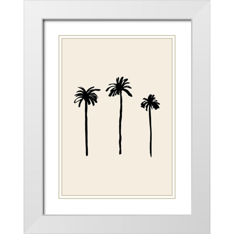Palm Trees White Modern Wood Framed Art Print with Double Matting by Artographie Studio