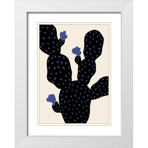 Prickle Pear Cactus White Modern Wood Framed Art Print with Double Matting by Artographie Studio