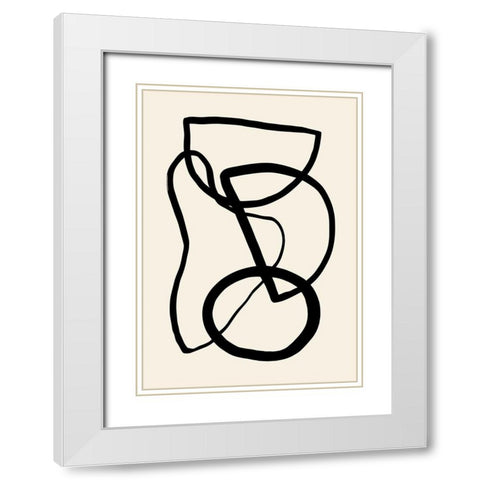 Shape 05 White Modern Wood Framed Art Print with Double Matting by Artographie Studio