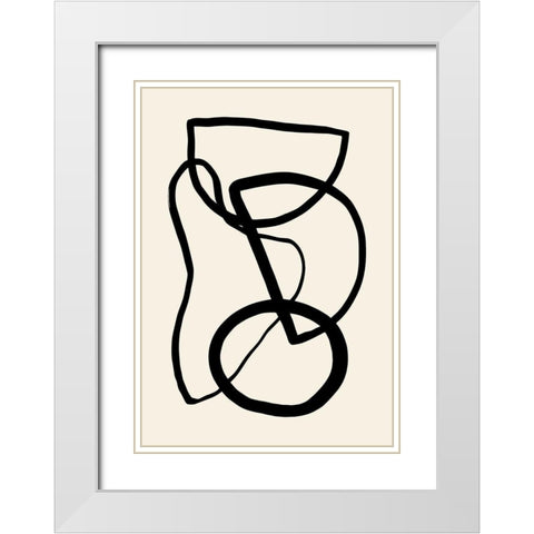 Shape 05 White Modern Wood Framed Art Print with Double Matting by Artographie Studio