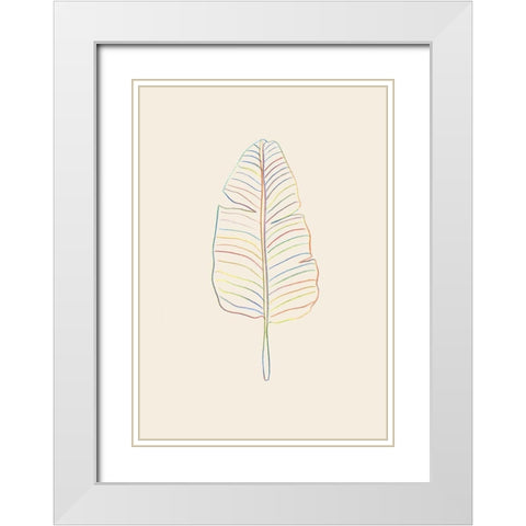 Banana Rainbow Leaf White Modern Wood Framed Art Print with Double Matting by Artographie Studio