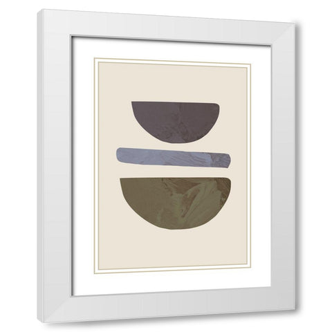 Collage 02 Beige White Modern Wood Framed Art Print with Double Matting by Artographie Studio