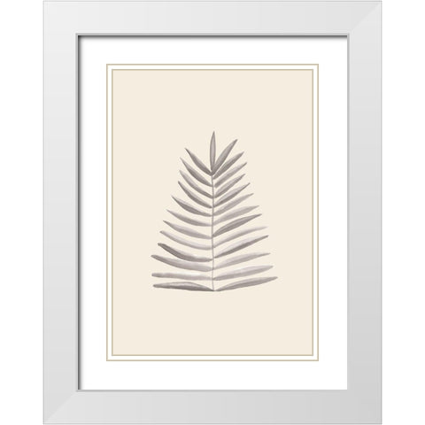 Palm Leaf Ink White Modern Wood Framed Art Print with Double Matting by Artographie Studio