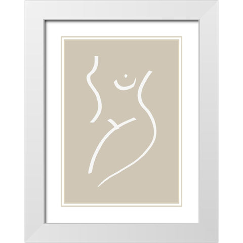 Body Sketch Sand White Modern Wood Framed Art Print with Double Matting by Artographie Studio