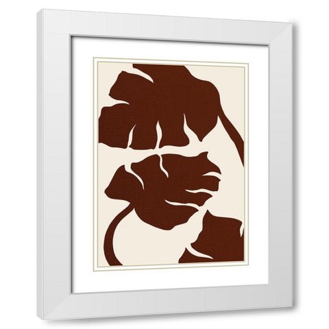 Monstera Canvas Brown White Modern Wood Framed Art Print with Double Matting by Artographie Studio