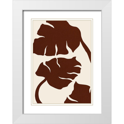 Monstera Canvas Brown White Modern Wood Framed Art Print with Double Matting by Artographie Studio