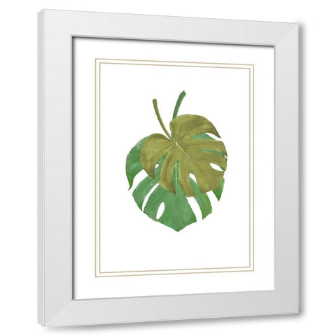 Monstera Duo 02 White Modern Wood Framed Art Print with Double Matting by Artographie Studio