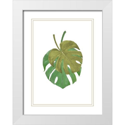 Monstera Duo 02 White Modern Wood Framed Art Print with Double Matting by Artographie Studio