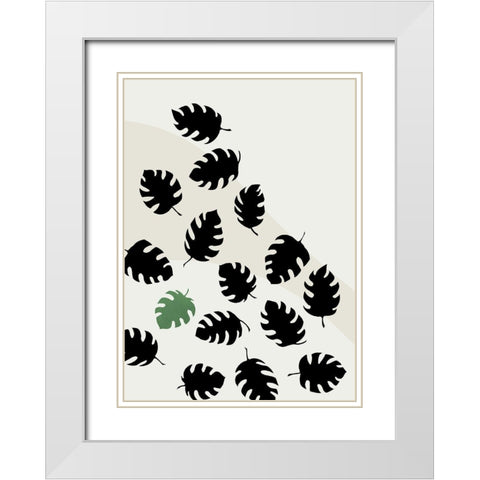 Monstera Cut Out White Modern Wood Framed Art Print with Double Matting by Artographie Studio