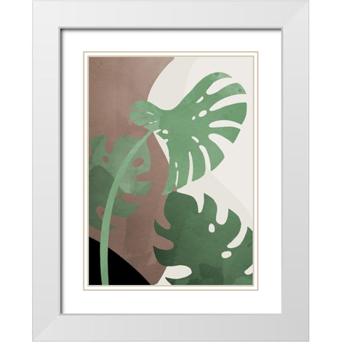 Monstera Cut Out 02 White Modern Wood Framed Art Print with Double Matting by Artographie Studio
