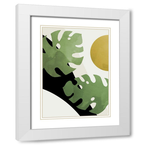 Monstera Cut Out 04 White Modern Wood Framed Art Print with Double Matting by Artographie Studio