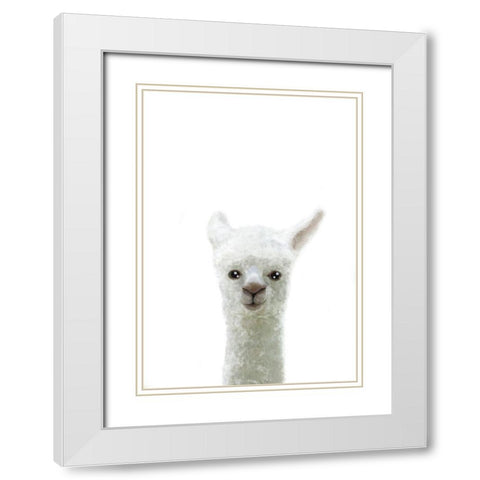 Llama White Modern Wood Framed Art Print with Double Matting by Artographie Studio