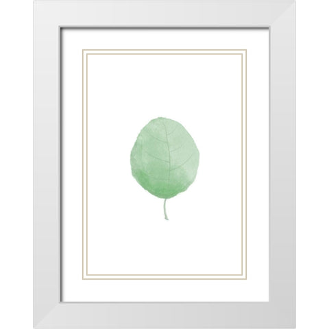 Single Leaf White Modern Wood Framed Art Print with Double Matting by Artographie Studio