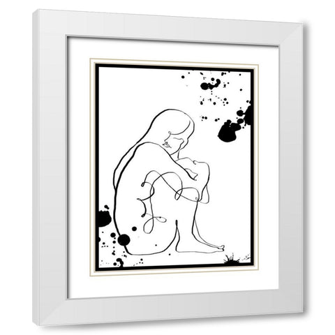 Sitting Black White Modern Wood Framed Art Print with Double Matting by Artographie Studio