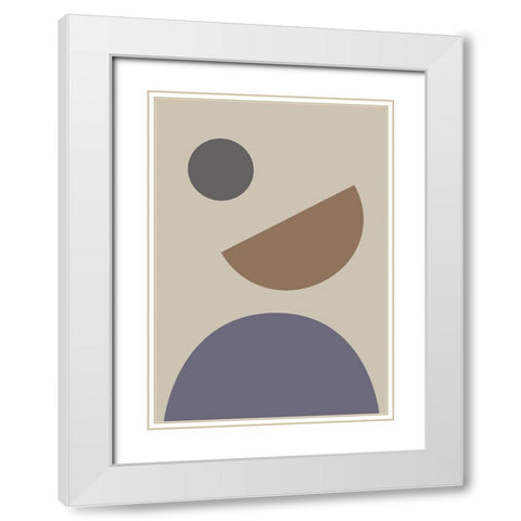Geometrical Shapes White Modern Wood Framed Art Print with Double Matting by Artographie Studio
