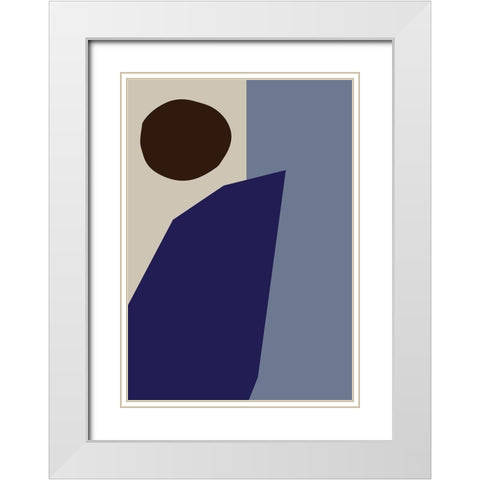 Color Blocks 02 Blue White Modern Wood Framed Art Print with Double Matting by Artographie Studio
