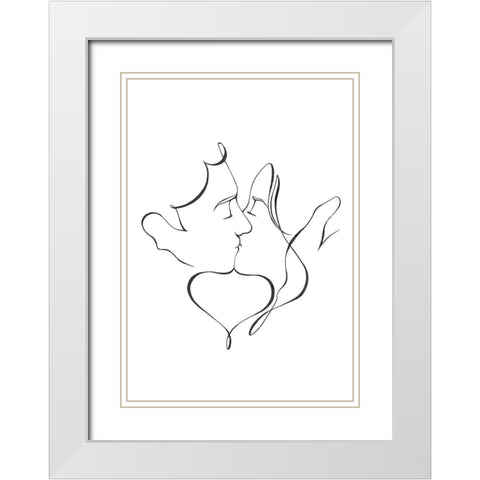 The Kiss White Modern Wood Framed Art Print with Double Matting by Artographie Studio