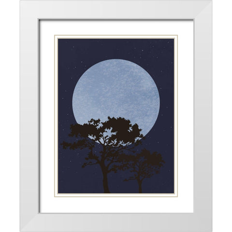 Dark Night White Modern Wood Framed Art Print with Double Matting by Artographie Studio