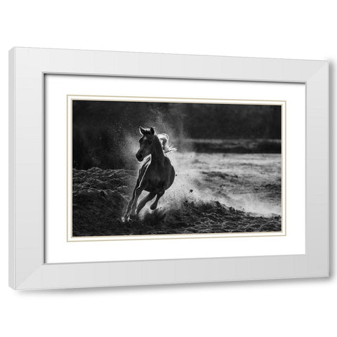 Take off White Modern Wood Framed Art Print with Double Matting by Alnaser, Mohammed