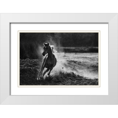 Take off White Modern Wood Framed Art Print with Double Matting by Alnaser, Mohammed